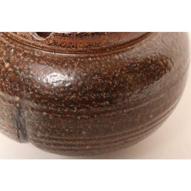 Vintage Bulbous Form Studio Pottery Earth Tone Footed Planter by Deanna Nichols For Sale - Image 14 of 18