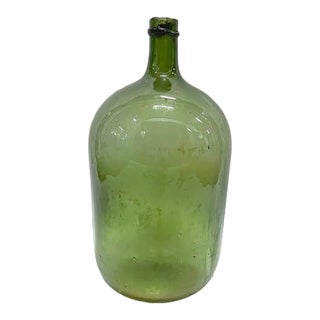 Antique Medium Antique Green Glass Bottle For Sale