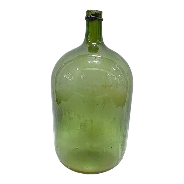 Antique Medium Antique Green Glass Bottle For Sale