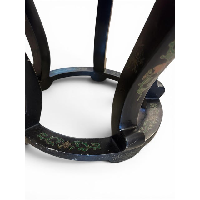Vintage Cloisonné and Black Lacquered Side Table For Sale - Image 4 of 9