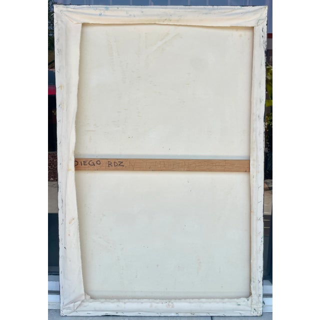 Textile Large Abstract Acrylic on Canvas by Diego Rdz For Sale - Image 7 of 8