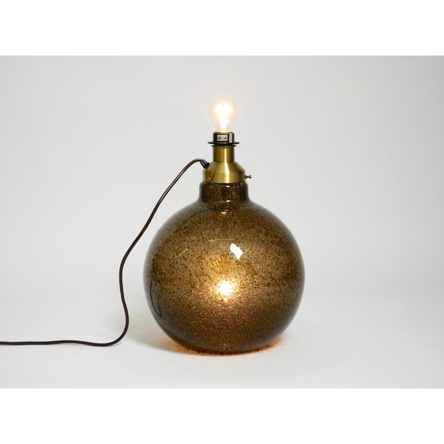 Large Illuminated Glass Table Lamp withn Dupion Silk Shade from Putzler, 1970s For Sale - Image 4 of 18