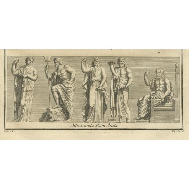 After Bernard de Montfaucon, Roman Sculptures & Portrait Heads, Composite Antiquities Plate, 1721, Engraving For Sale - Image 14 of 18