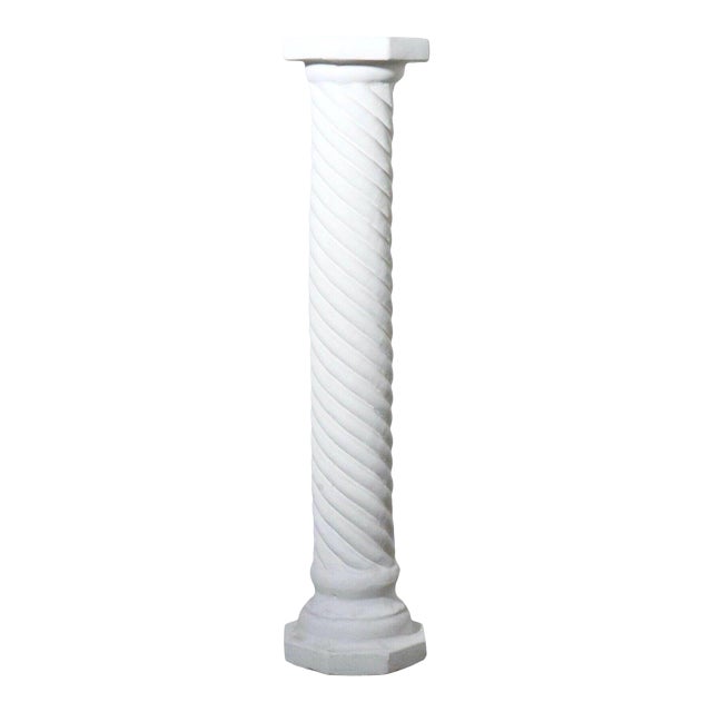 1990s Dorothy Draper Style Plaster Twist Form Column Pedestal For Sale