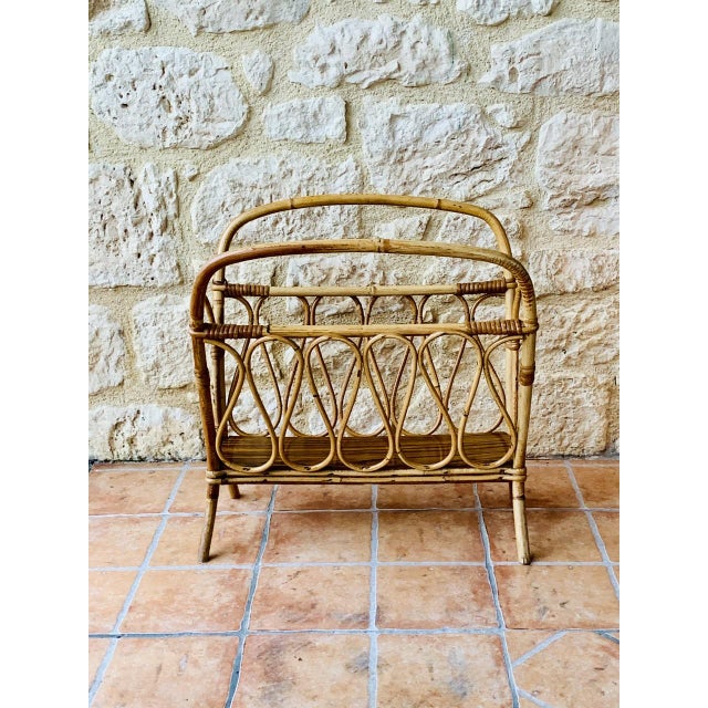 Mid-Century Bamboo and Rattan Magazine Rack, 1950s For Sale - Image 9 of 9