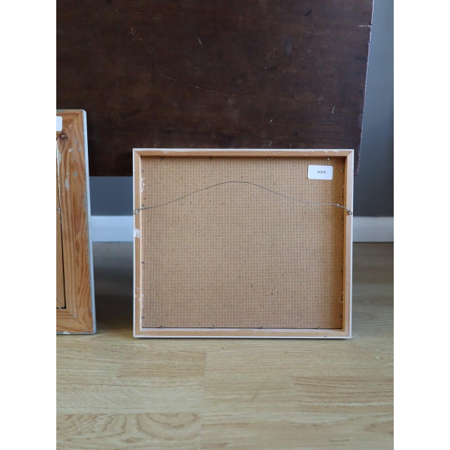 Blue 1981 Modernist 'Garden by the Water' Vintage Original Mini Landscape Oil Painting, Framed For Sale - Image 8 of 10