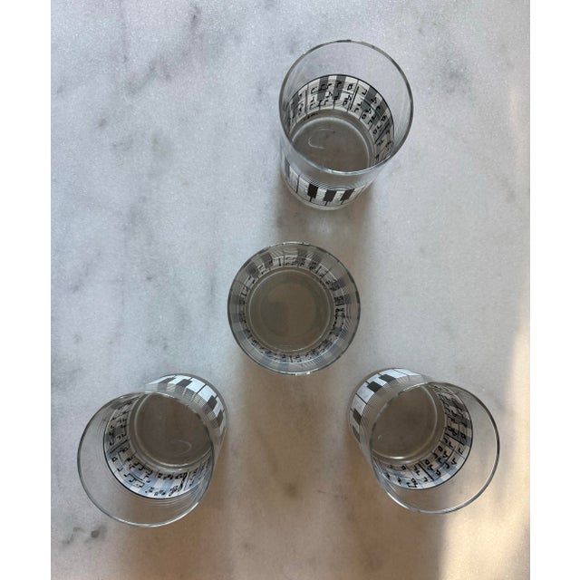 Black Vintage Shafford Piano & Music Notes Lowball Glasses - Set of 4 For Sale - Image 8 of 8