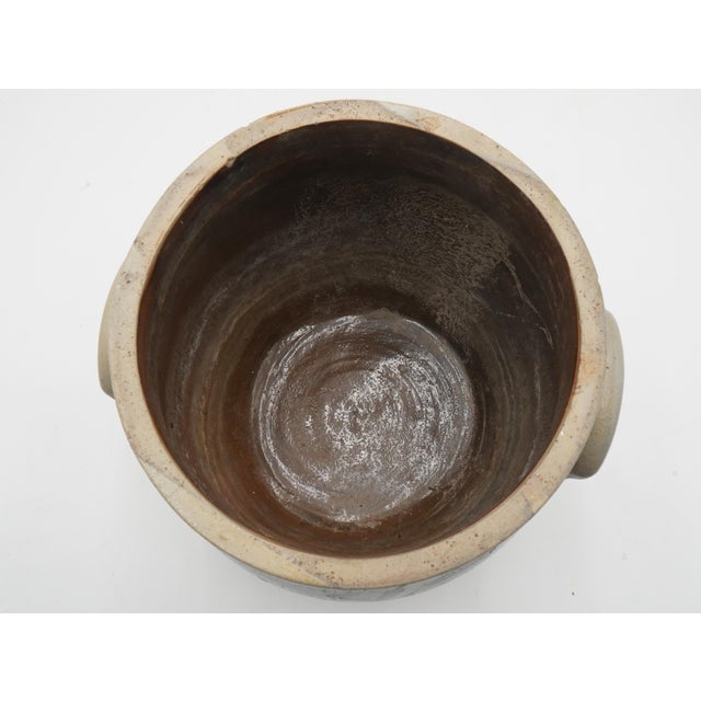 Ceramic Large Antique Stoneware Crock Urn W. Handles For Sale - Image 7 of 9