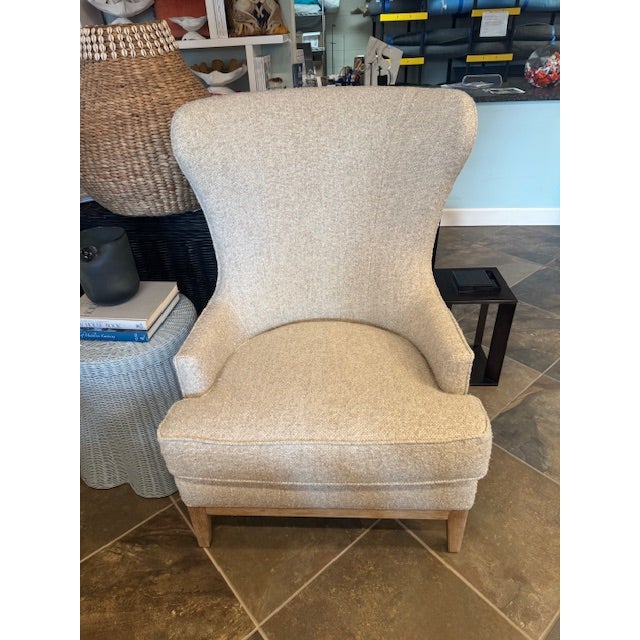 Contemporary Attributed to Tommy Hilfiger Light Gray Wool Upholstered Chairs – Pair For Sale In Jacksonville, FL - Image 6 of 8