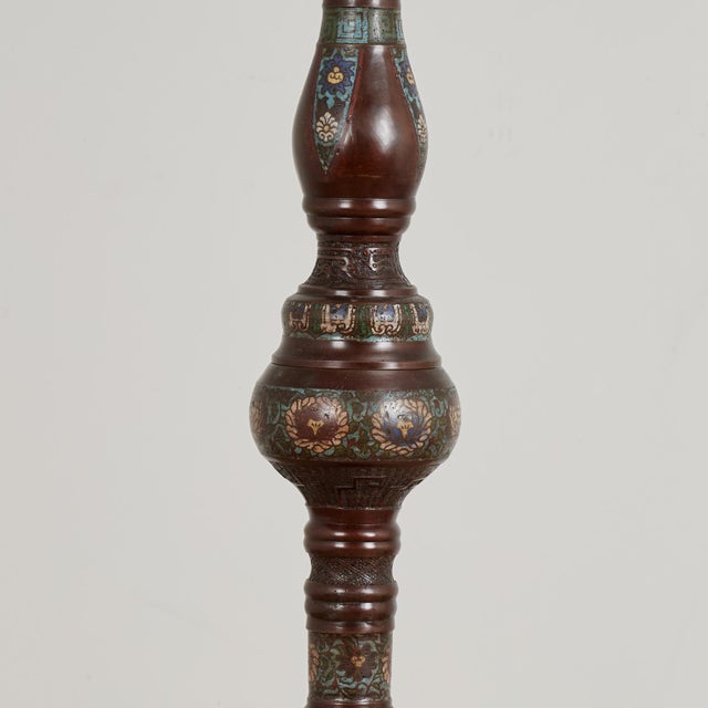 Late 19th Century Antique Bronze Champleve Floor Lamp For Sale - Image 5 of 9