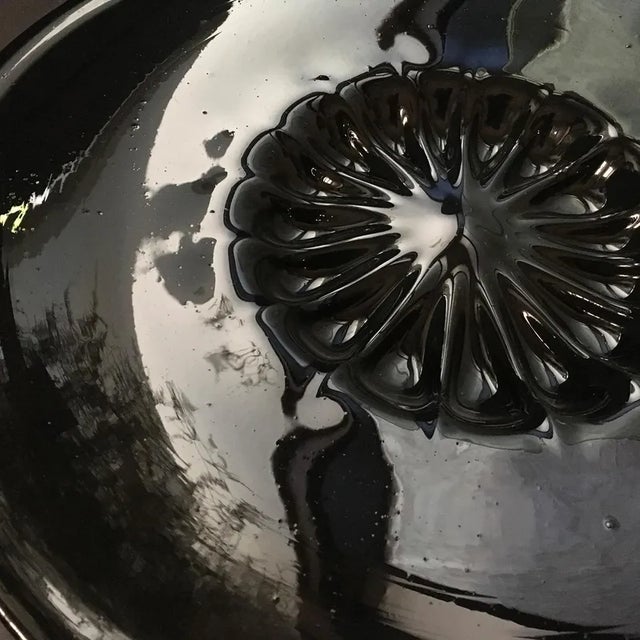 Black Mid-Century Modern Murano Blown Black Glass Bowl, Italy, 1960s For Sale - Image 8 of 10