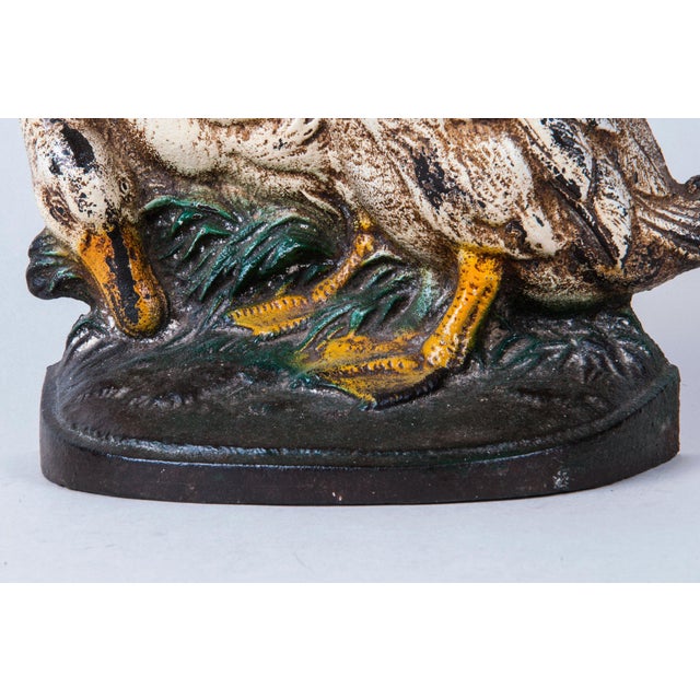 Cast Metal Ducks Doorstop, Decorative, Practical,, Original Paint, Vintage Collectable For Sale - Image 4 of 9