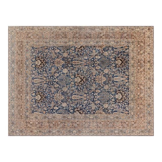 Antique Persian Khorassan Botanic Handmade Wool Rug For Sale