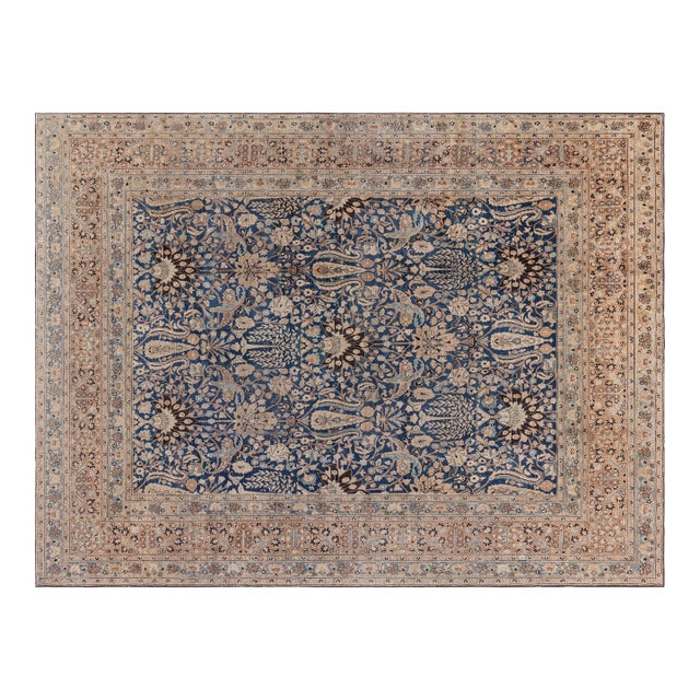 Antique Persian Khorassan Botanic Handmade Wool Rug For Sale