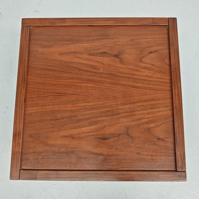 Wood Small Square Walnut Coffee Table, 1970s For Sale - Image 7 of 18