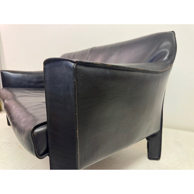 Animal Skin CAB 415 Sofa in Black Leather by Mario Bellini for Cassina, 1980s For Sale - Image 7 of 18