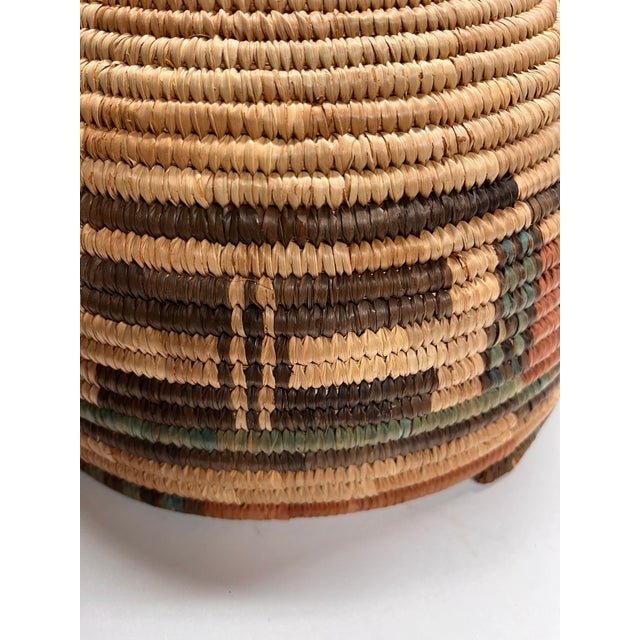 1980s Vintage African Geometric Woven Basket For Sale - Image 5 of 10