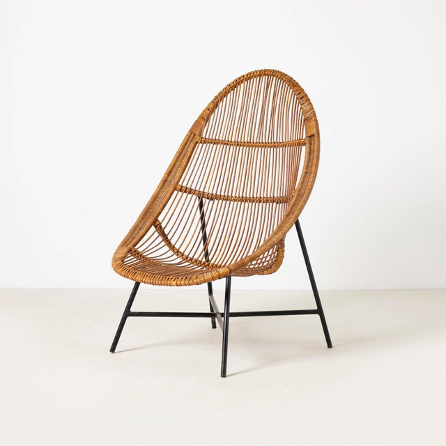 Mid-Century Modern Wicker Chair from Uluv Krásná Jizba, 1950s For Sale - Image 9 of 9
