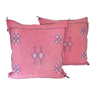 Moroccan Sabra Silk Pillows, 20" x 20" - A Pair For Sale