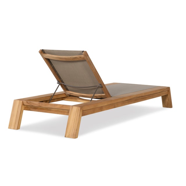 Traditional Century Furniture Poolside Teak Reclining Chaise Lounge For Sale - Image 3 of 7