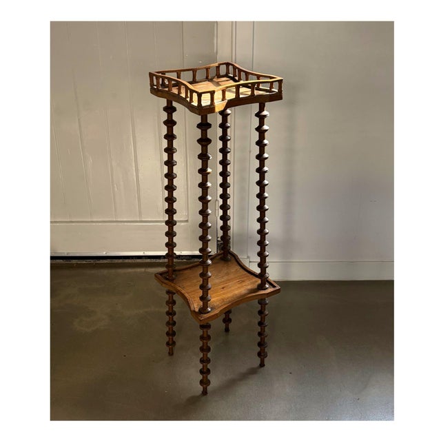 French Tall Side Table with Wire Spool Column Feet, 1920s For Sale - Image 3 of 11