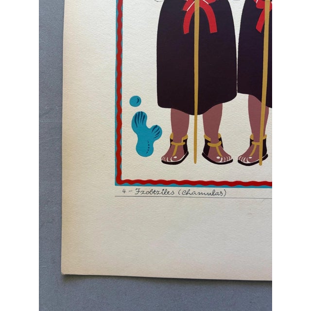 Expressionism Carlos Mérida Silkscreen Print, "Tzoltziles...Chiapas" in 16x20 mat, 1945 For Sale - Image 3 of 4
