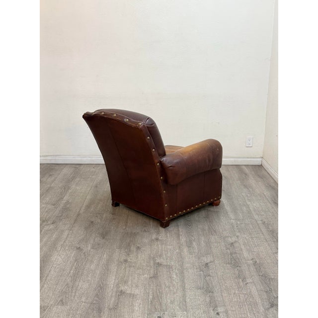 Leather Chair With Matching Ottoman For Sale - Image 10 of 11