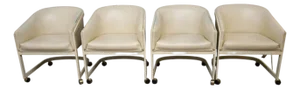 Leather and Chrome Lounge Club Chairs With Casters Attributed to Milo Baughman- Set of 4