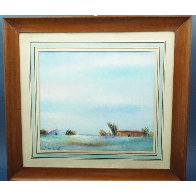 Giovanni Omiccioli, Fregene Beach with Huts, 20th Century, Oil Painting on Cardboard, Framed For Sale - Image 10 of 10