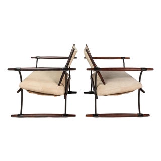 Rare Pair (2) of Restored Stokke "Stick" Chairs in Suede & Rosewood by Jens H. Quistgaard for Nissen Langaa, Denmark, C. 1960s For Sale