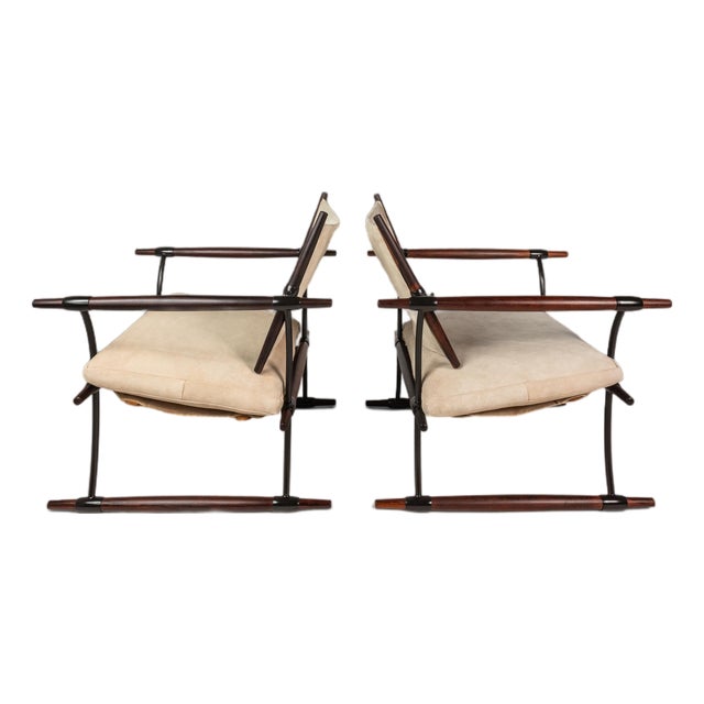 Rare Pair (2) of Restored Stokke "Stick" Chairs in Suede & Rosewood by Jens H. Quistgaard for Nissen Langaa, Denmark, C. 1960s For Sale
