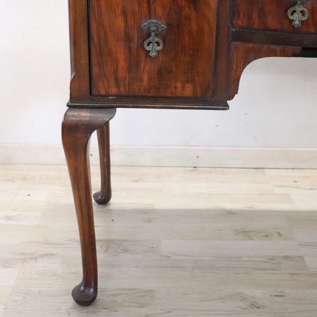 Walnut Veneer Writing Desk, 1900s For Sale - Image 10 of 12