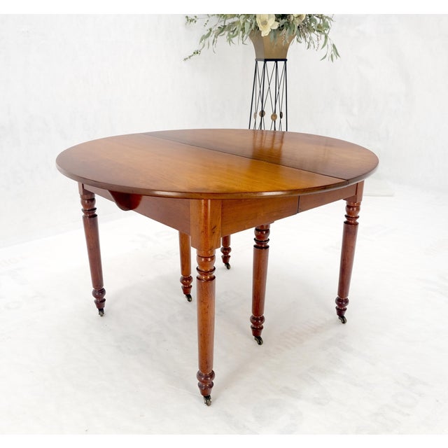 Wood Antique Solid Light Amber Walnut Round Dining Table 4 Extension Boards For Sale - Image 7 of 12