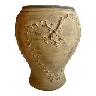 Vintage Brutalist Clay Abstract Heart Pinch Pot Planter Vase in the Style of Dexter Pottery For Sale