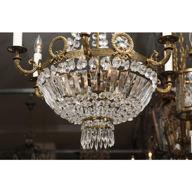 9-Light Crystal French Empire Chandelier, Early 20th C. For Sale - Image 13 of 14