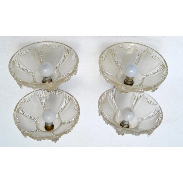 Barovier Blown Murano Glass & Steel Wall Sconces Italy Mid-Century Modern, Pair For Sale - Image 12 of 13