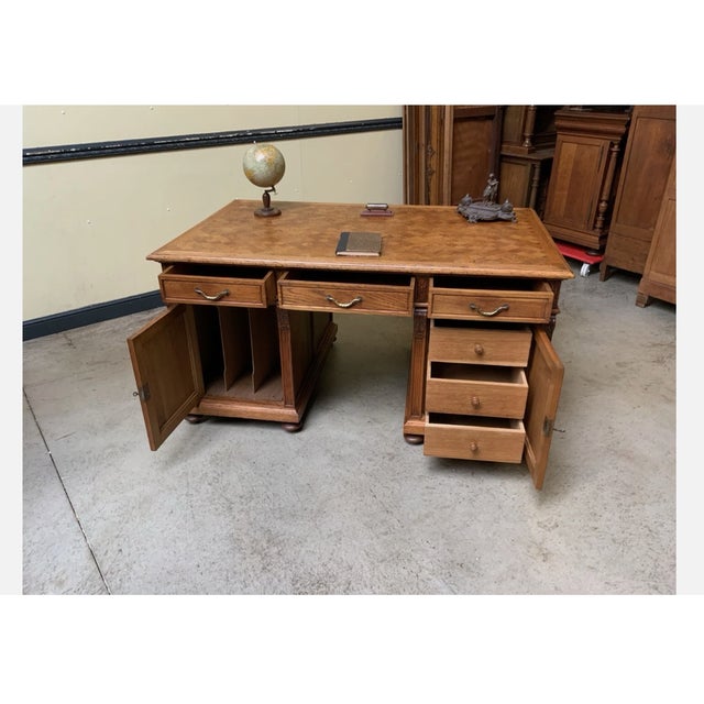 Antique Freestanding Desk in Oak, 1910 For Sale - Image 10 of 12