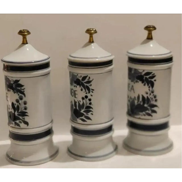 Blue Maitland-Smith Porcelain Apothecary Jars ~ Set of 3 ~ Circa 1980 For Sale - Image 8 of 13