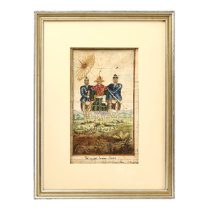 Indian School Watercolor Painting of Burmese Prince With Attendants