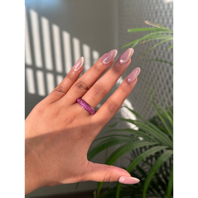 Chunky 1.68Ct Pink Sapphire Pave Dome Ring Size 8 in 14k Gold Modern Jewelry For Sale In New York - Image 6 of 17