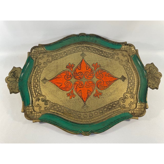 Vintage Rectangular Decorative Florentine Tray, "Made in Italy" For Sale - Image 11 of 12