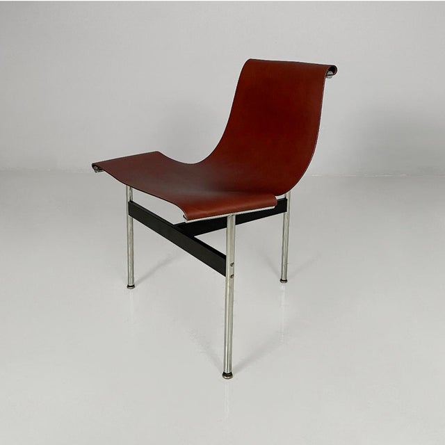 Italian modern leather t chairs by katavolos, littell and kelley for icf, 1960s set of four chairs model t, also known as...