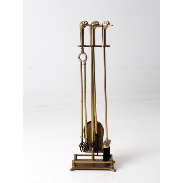 Vintage Brass Duck Fireplace Tools Set Chairish