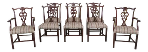 1970s Vintage Kittinger Style Chippendale Mahogany Dining Chairs- Set of 8