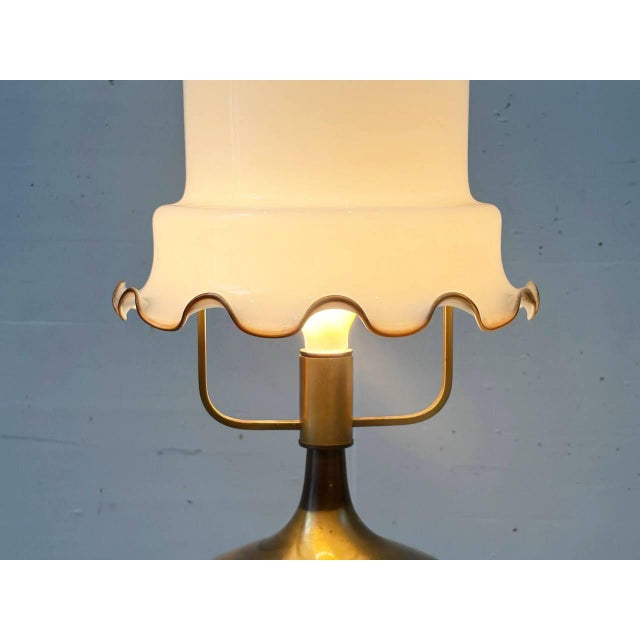 1920s Table Lamp with Wavy Glass Shade in Murano Glass, 1920s For Sale - Image 5 of 15