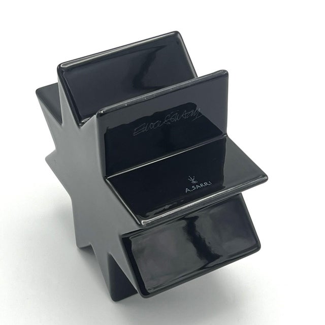 Modern 1970s "Hsing" Vase Designed by Ettore Sottsass Black For Sale - Image 3 of 4