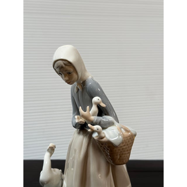 Ceramic Fulgencio Garcia for Lladró Shepherdess With Ducks Porcelain Figurine, Signed For Sale - Image 7 of 12