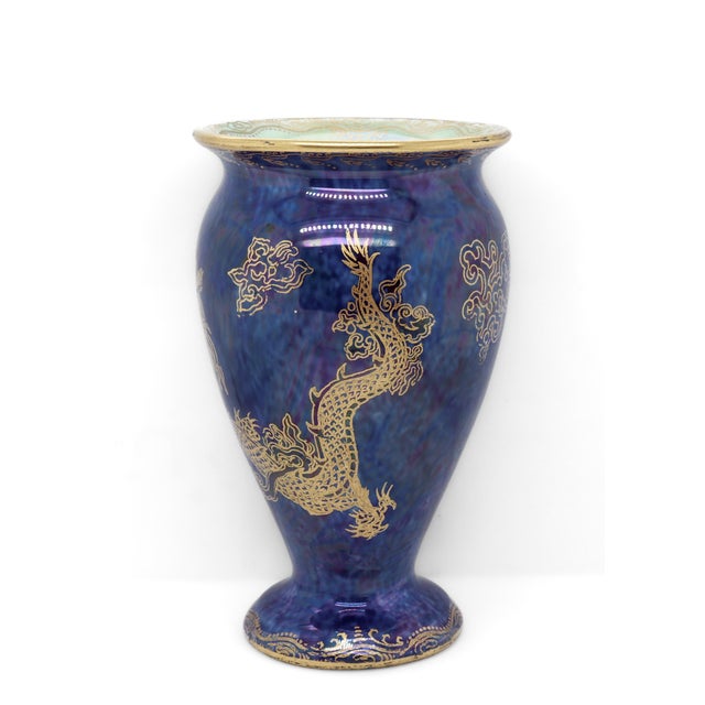 English Antique Wedgwood Makeig-Jones Fairyland Lustre Celestial Dragon Cabinet Vase For Sale - Image 3 of 10
