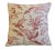 Custom-tailored pillow in a French linen fabric with a traditional toile botanical floral & bird design. Cream-colored...