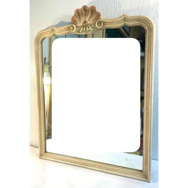 French Provincial Vintage French Provencial Mirror With Shell Design For Sale - Image 3 of 8